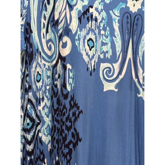 Chicos Size 4 (20/22) Short-Sleeve Blue Paisley Print Dress Rayon/Spandex Blend - Picture 2 of 8